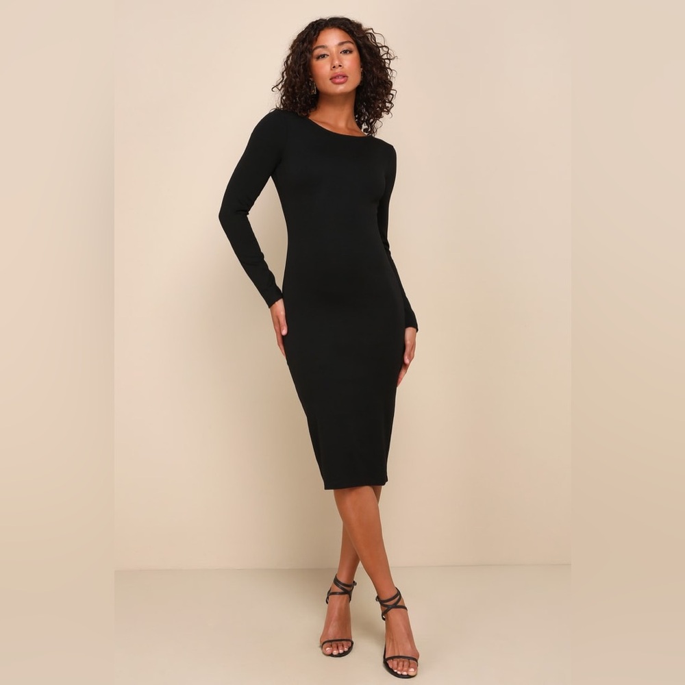 Lulu’s VaVa Voom Low Back Long Black Dress